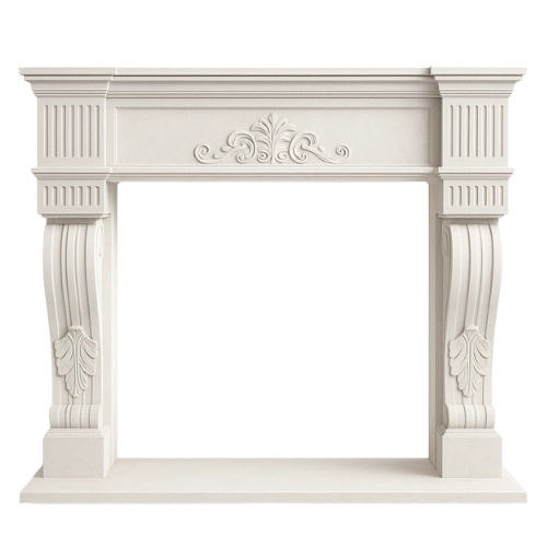 Custom #72 Fireplace-White Limestone