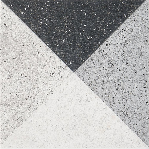 GeoPrism Terrazzo Deco Grigio by Elizabeth Sutton 8x8 Matte Porcelain Tile