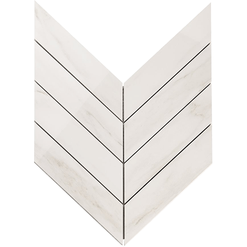 Lithe Dolomite Snow 2x8 Chevron Polished Mosaic Porcelain Tile