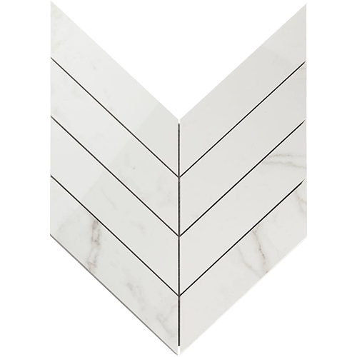 Lithe Statuario Venato 2x8 Chevron Polished Mosaic Porcelain Tile