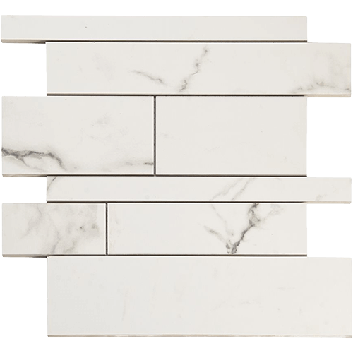 Lithe Statuario Venato Railroad Matte Mosaic Porcelain Tile