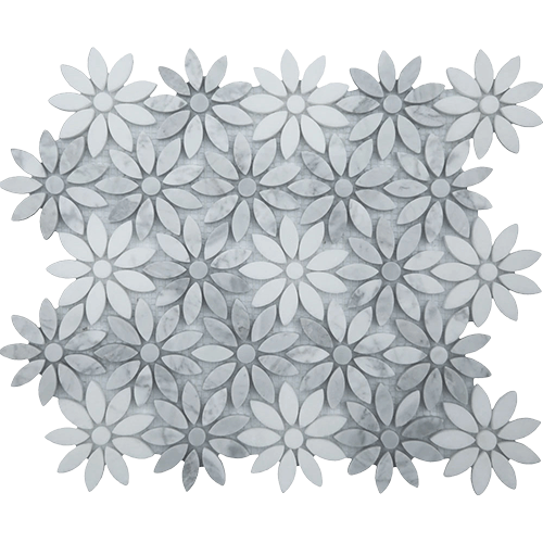 Ornate 11.5x14 Stone Flower Mosaic Tile