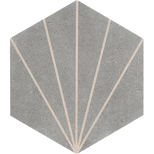 Piaka Beams Graphite 12.5" Hex Porcelain Tile
