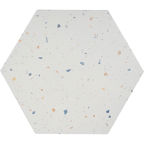 Wild Terrazzo Multi White 12.5" Hex Porcelain Tile