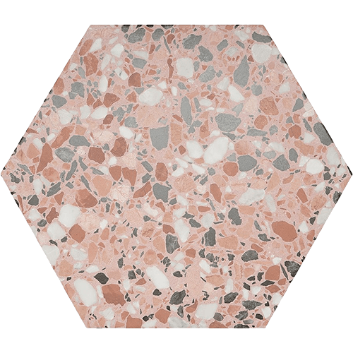 Wild Terrazzo Pink Earth 12.5" Hex Porcelain Tile
