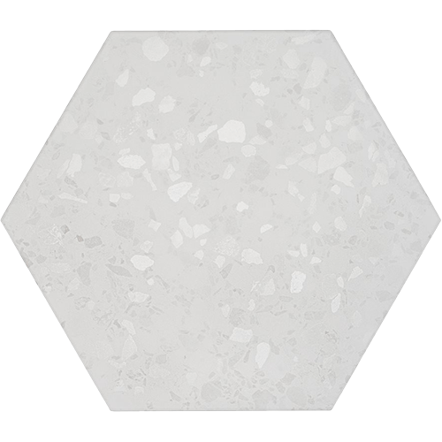 Wild Terrazzo White 12.5" Hex Porcelain Tile