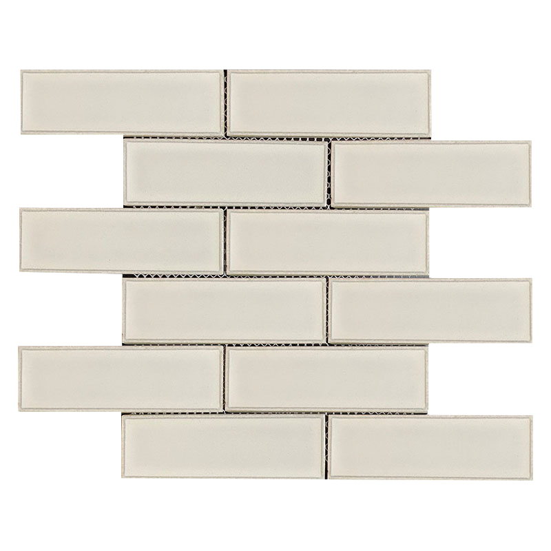 Modern Edge Recycled Glass Sheet Tile in White Flash