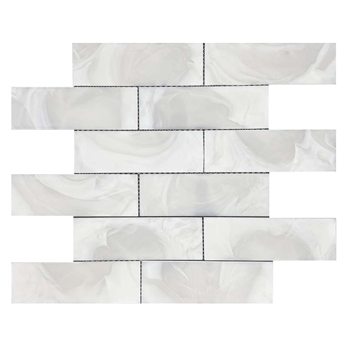 Tundra Glass Glass Sheet Tile in Snowbird colorway