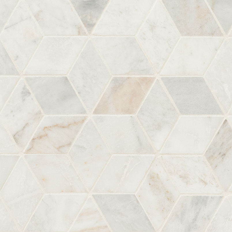 Marble Mosaic Sheet tile in Arabescato Venato White Cube Honed