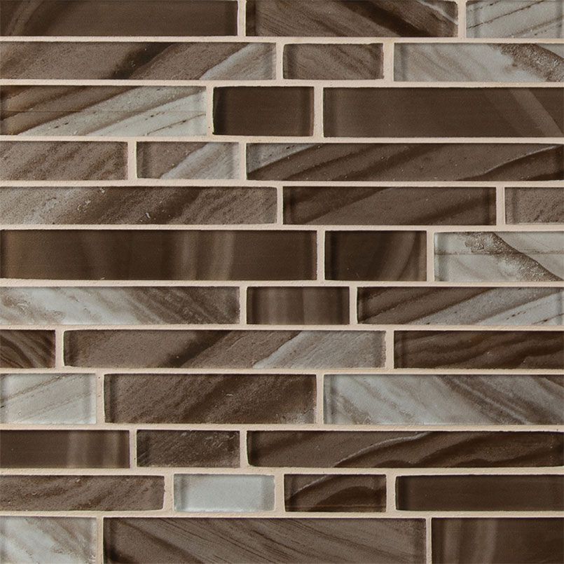 Glass Mosaic sheet tile in Coco Swirl Interlocking