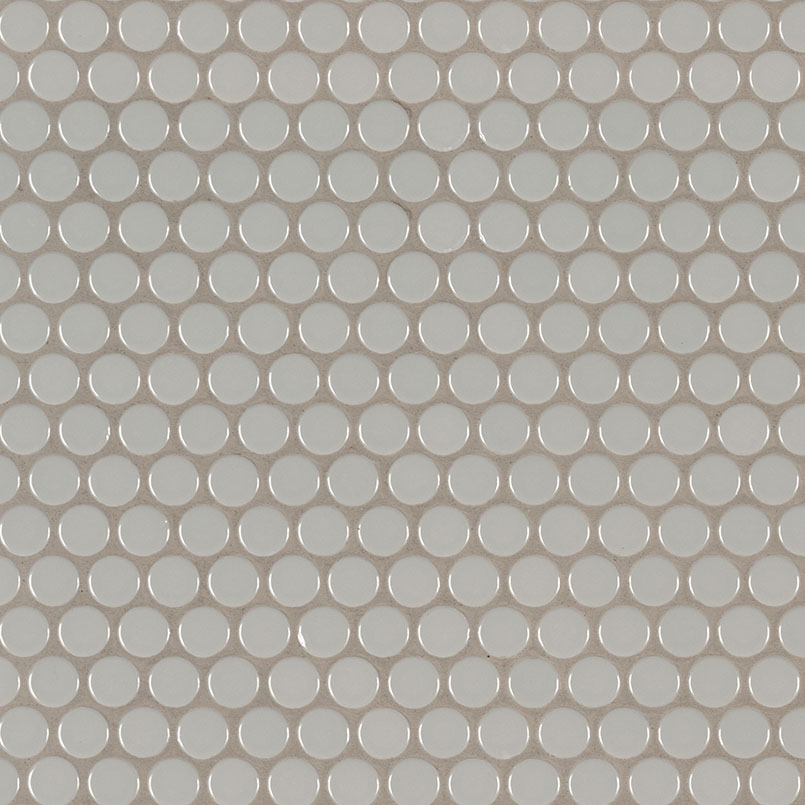 Porcelain sheet tile in Gray Glossy Penny Round