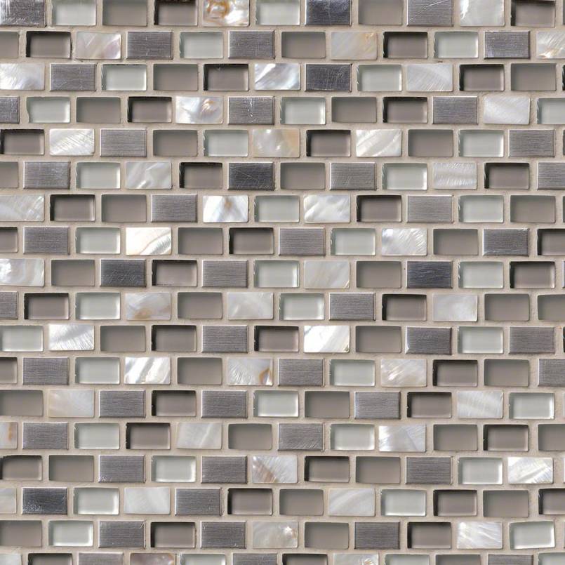 Glass Metal Blend sheet tile in Keshi Blend Mini Brick 8mm