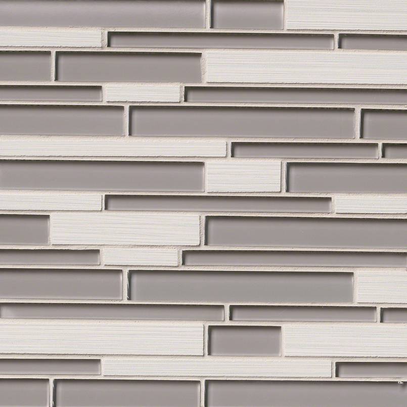 Porcelain Glass Blend Mosaic sheet tile in Metro Glacier Blend Interlocking