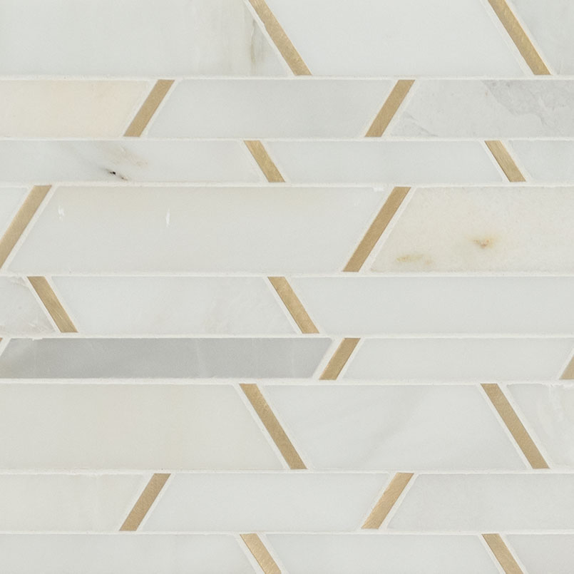 Stone Metal Blend Mosaic sheet tile in Metro Gold Pattern