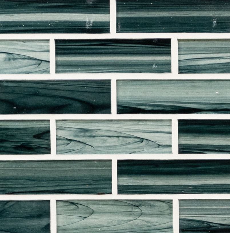 Glass Mosaic sheet tile in Midnight Blue Ombre Subway