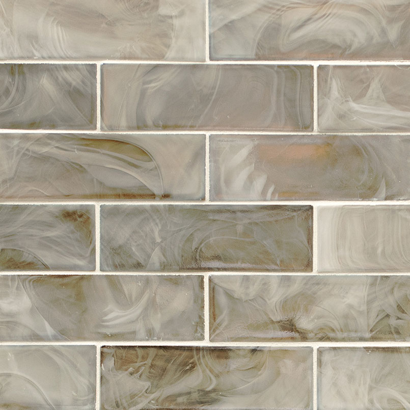 Glass Mosaic sheet tile in Opalina 2x6xSubway