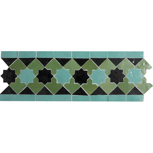 Zellige Border Todra Black Moss Moroccan Tile