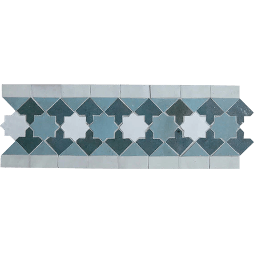 Zellige Border Todra Ice Moroccan Tile