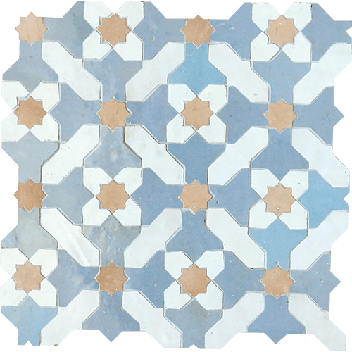 Zellige Mosaic Beni Asnar Clear Sky Moroccan Tile