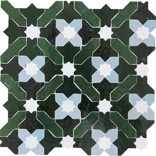 Zellige Mosaic Beni Asnar Dark Green Moroccan Tile