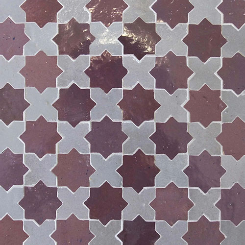 Zellige Mosaic Berkane Ash Crosses with Elegant Stars and All Dust Moroccan Tile