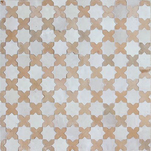 Zellige Mosaic Berkane Clay Crosses with Snow Stars and All Dust Moroccan Tile