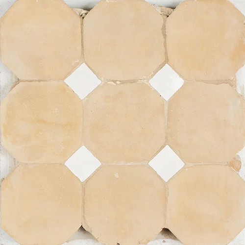Zellige Mosaic Clay Octagon with Snow Dot Moroccan Tile