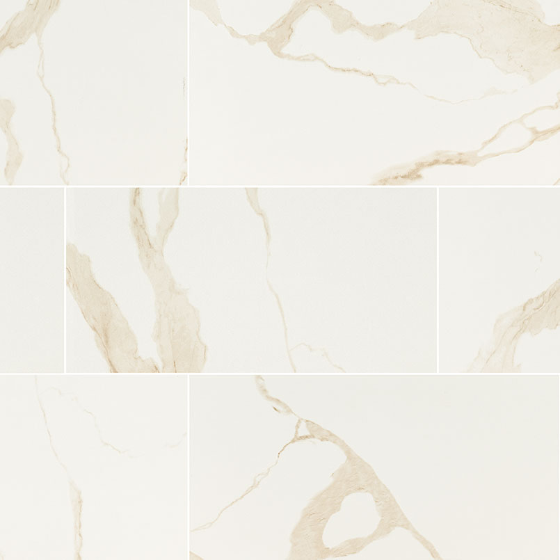 Porcelain tile in Eden Calacatta 12x24 Matte
