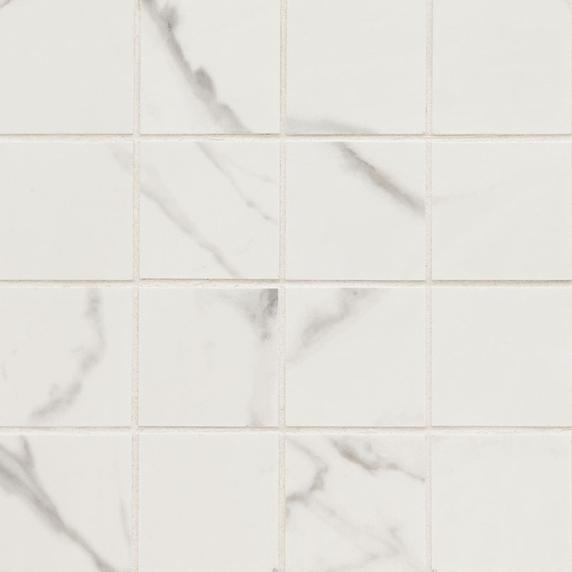 Porcelain sheet tile in Kaya Calacatta Venato 3x3 Matte