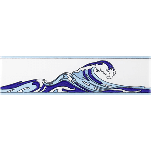 Captain Kanagawa Wave Pacific Blue 2"x7-7/8" Cer Wall Trim