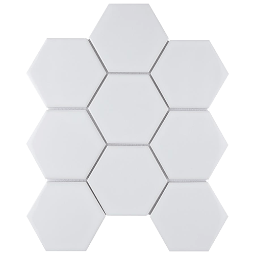 Metro Super Hex 4" Glossy White 10"x11-1/2" Porcelain Mosaic
