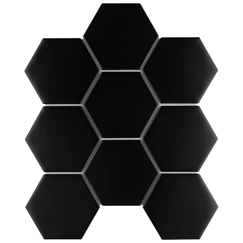 Metro Super Hex 4" Matte Black 10"x11-1/2" Porcelain Mosaic