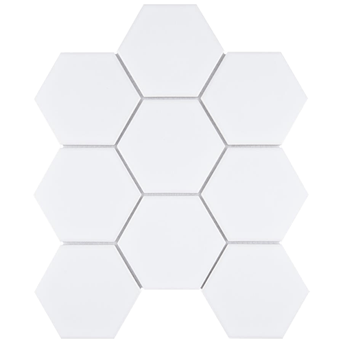 Metro Super Hex 4" Matte White 10"x11-1/2" Porcelain Mosaic