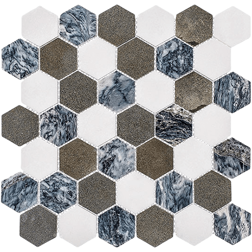 Colonial 2" Hex Presidential Grey Porcelain Tile