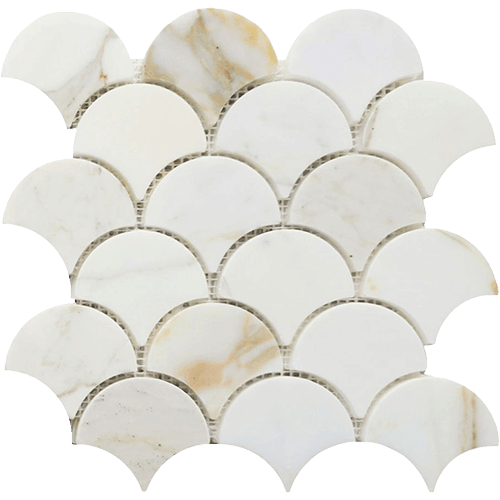 Dragon Scale Calacatta Gold Honed 9.75" x 10" Mosaic Tile