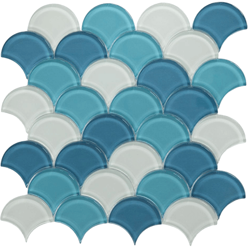 Dragon Scale Ocean Glass 12" x 12" Mosaic Tile