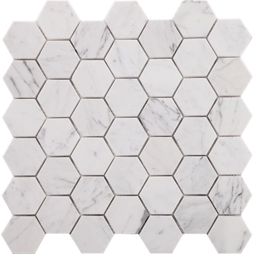 Hexagon Calacatta White Honed 2" x 2" 11.75" x 12" Mosaic Tile