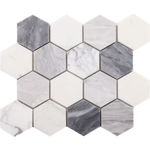 Hexagon Dusk 3" x 3" 10" x 11.5" Mosaic Tile