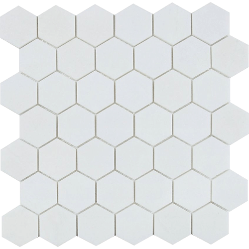 Hexagon Thassos Polished 2" x 2" 11.75" x 12" Mosaic Tile