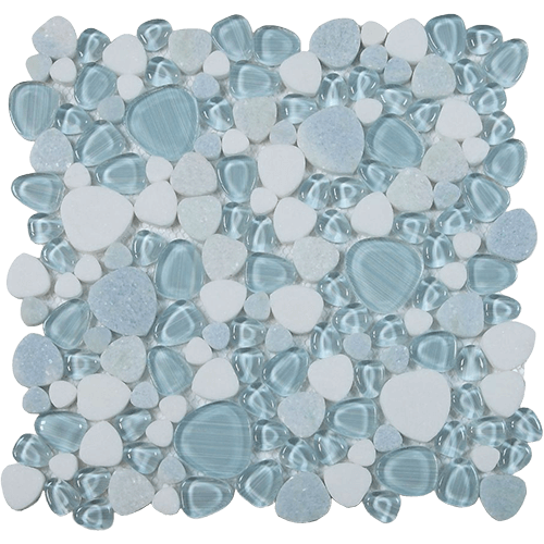 Peach Crystal Ocean 12" x 12" Mosaic Tile