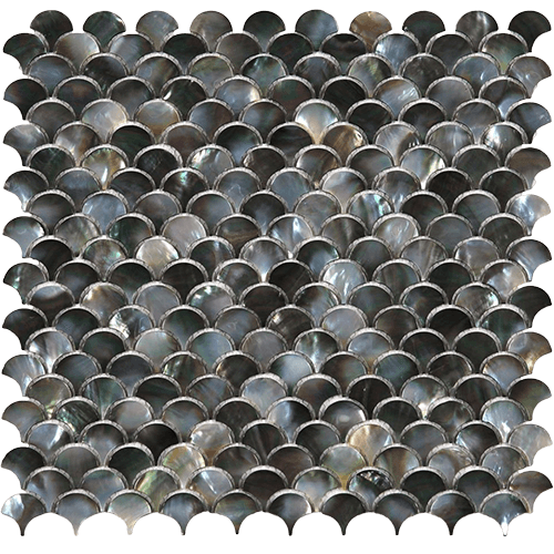 Pearl Black Scale 11.75" x 11.75" Mosaic Tile