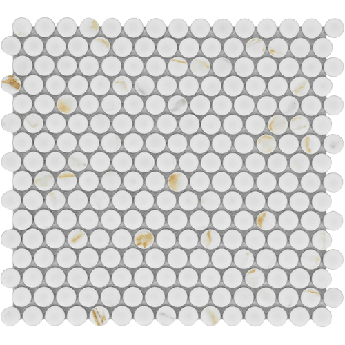 Penny Round Calacatta Matte 11.5" x 12.25" Mosaic Tile