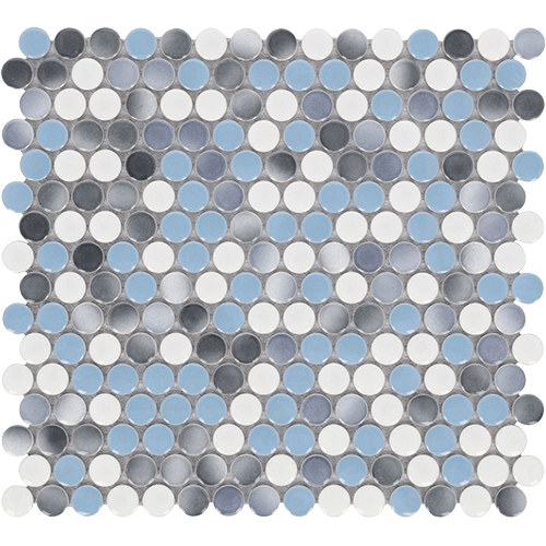 Penny Round Sky 11.5" x 12.25" Mosaic Tile