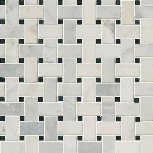 Arabescato Carrrara Basketweave Mosaic
