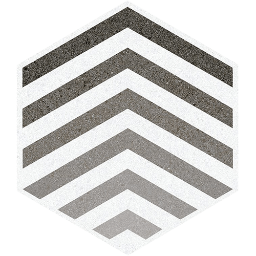 Bauhaus Arrow Hexagon 9" x 10" Porcelain Tile