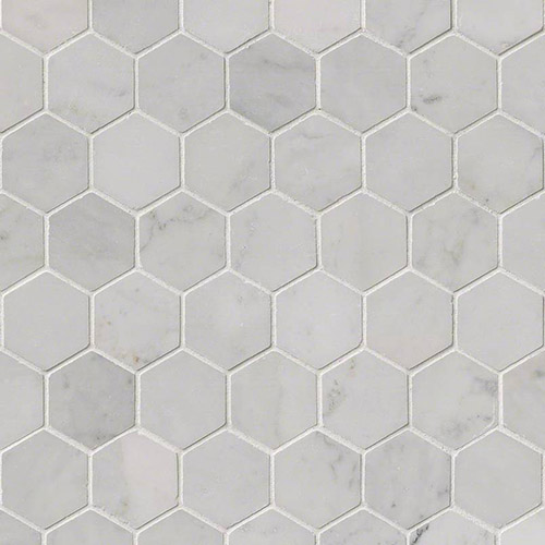 Carrara White 2 Hexagon Mosaic