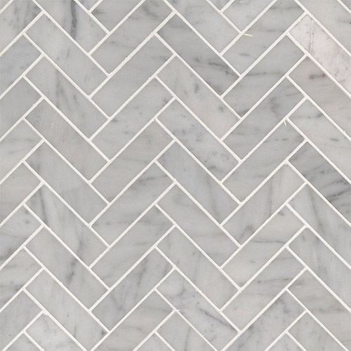 Carrara White Herringbone Mosaic
