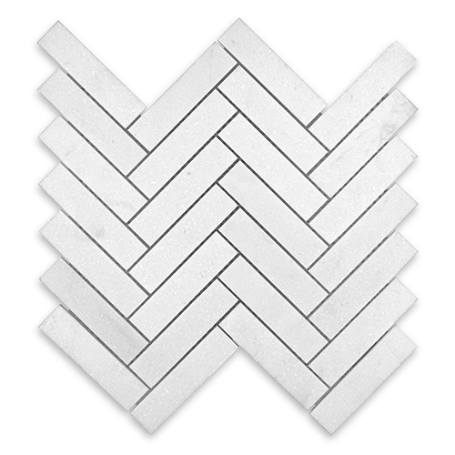 Thassos White - Herringbone 1" x 4" Polished