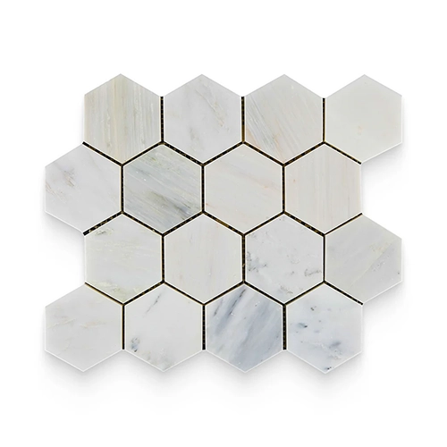 Bianco Bello 3" x 3" Hexagon Polished