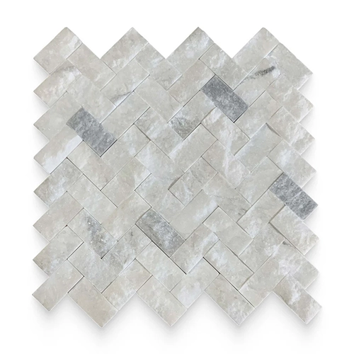 Daphne White Herringbone 1" x 2" Split Face